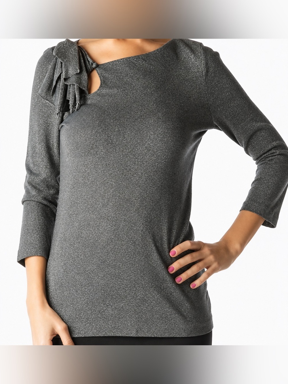 Anthropology Deletta grey metallic top, medium